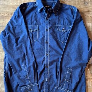 Michael Brandon Men's Deep Blue Button Down Shirt

22 across
#0093